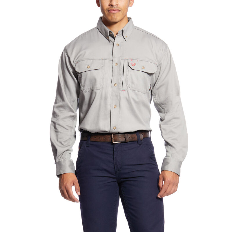 Camisas Ariat Fr Solid Vent Work Gris Hombre - Chile 052-WFUDZC